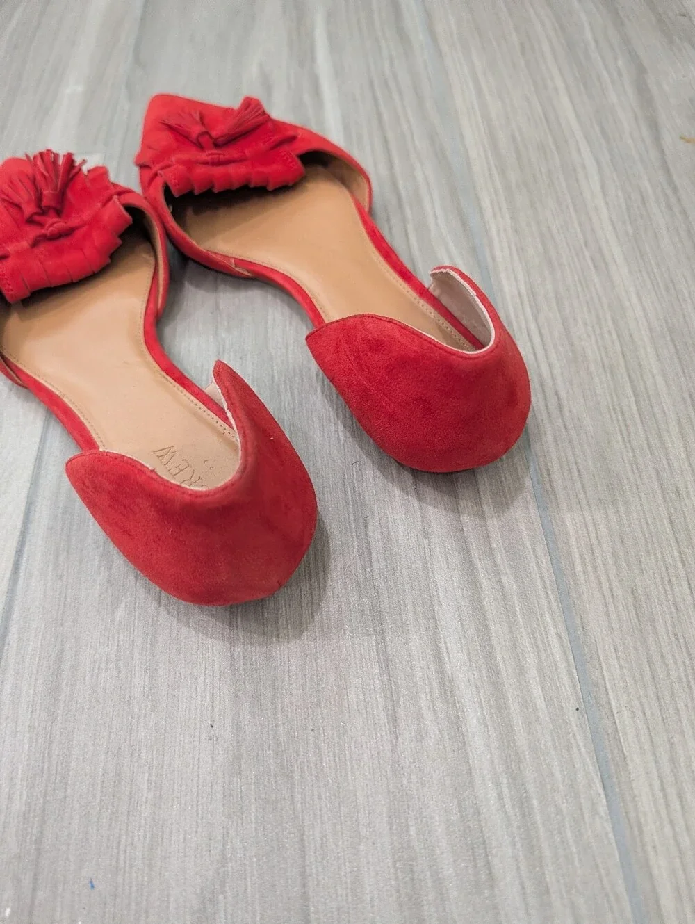 J.Crew Red Pointed Toe Leather Flats Size 10